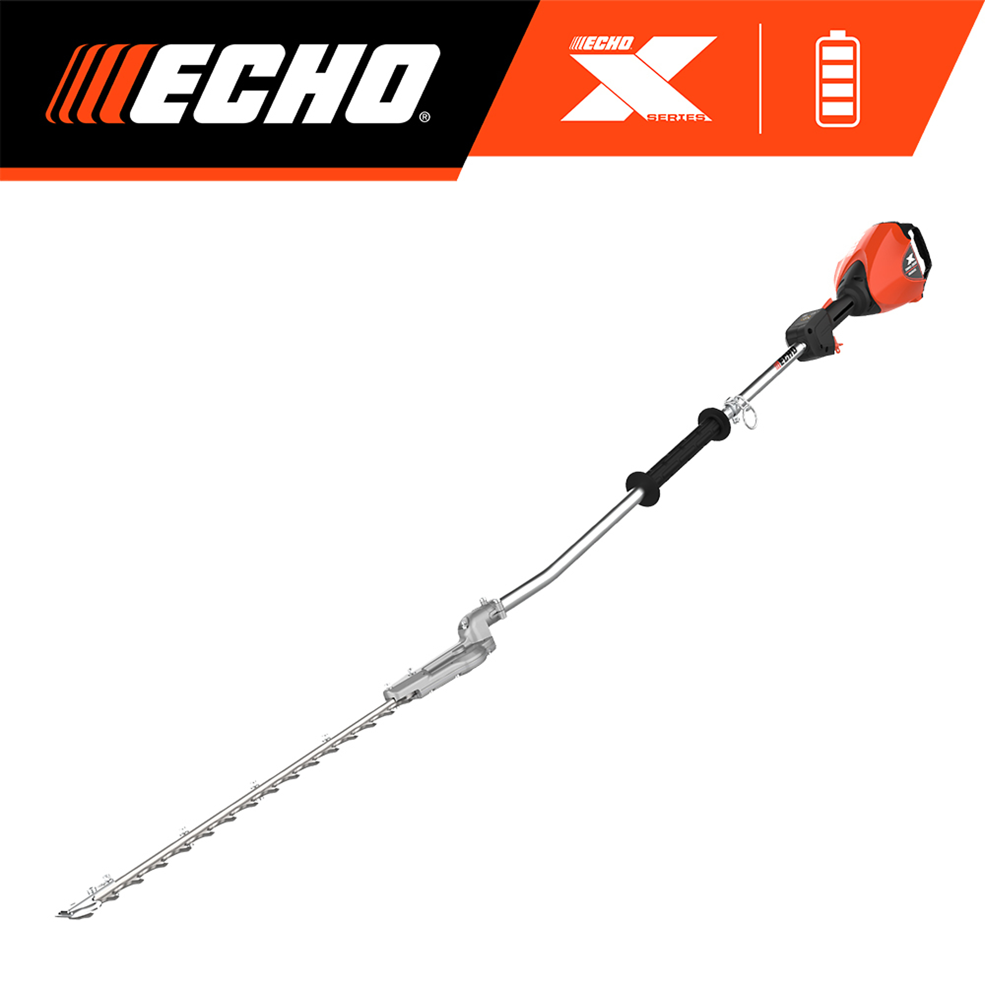 ECHO X Series, 56V Battery System, Battery-Powered Shafted Hedge Trimmer, 21 in. Double-Sided Double-Reciprocating Razor Edge® Blades, 51 in. Shaft With a 7° Angle, Volts 56, Tool Only, Model# DSHC-2600BT